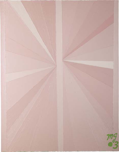 MARK GROTJAHN, Untitled (Pink Butterfly Green mg03),: Untitled (Pink Butterfly Green mg03), 2003 Oil on linen. 36 x 28 in. (91.4 x 71.1 cm). Initialed and dated "mg 03" lower right. PROPERTY FROM THE HALSEY MINOR COLLECTION PROVENANCE Anton Kern Gallery,