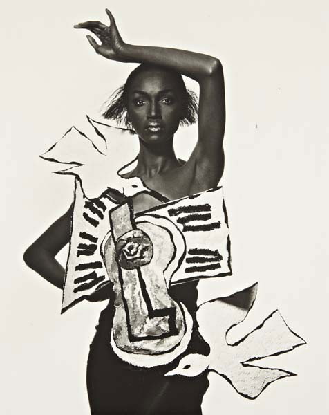 IRVING PENN Saint Laurent, Braque Inspired Fashion,: Saint Laurent, Braque Inspired Fashion, Paris, 1988 Platinum palladium print, printed 1992-1993. 20 1/2 x 16 1/2 in. (52.1 x 41.9 cm). Signed, initialed, titled, dated, numbered 3/10 in pencil, Condé