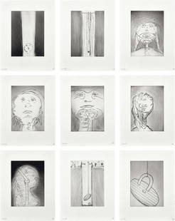 Louise Bourgeois: The View from the Bottom of the Well (MoMA 568-576) 1996 The complete set of nine drypoints, on Somerset paper, with full margins, lacking the original red cloth-covered portfolio. I. 8 1/2 x 6 1/4 in