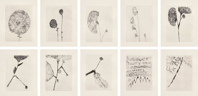 Louise Bourgeois: Homely Girl, A Life (MoMA 926-935) 1992 The complete set of 10 drypoints, on Somerset paper, with full margins. all I. 7 1/4 x 5 1/4 in. (18.4 x 13.3 cm) all S. 20 1/2 x 15 in. (52.1 x 38.1 cm) All si