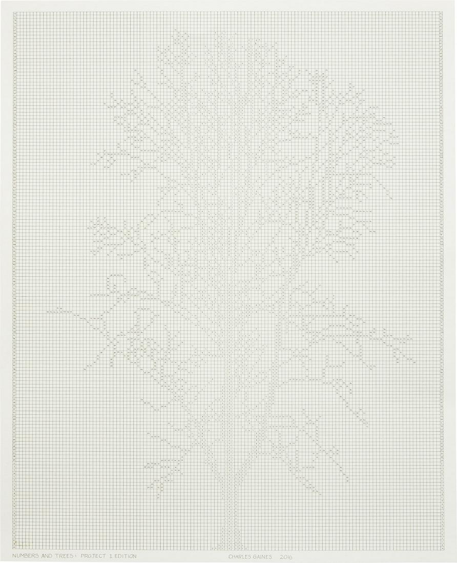 Charles Gaines: Numbers and Trees: Project 1 Edition 2016 Digital pigment print, on wove paper, with full margins. I. 20 x 16 in. (50.8 x 40.6 cm) S. 21 x 17 in. (53.3 x 43.2 cm) Numbered 79/150 in pencil on the reve