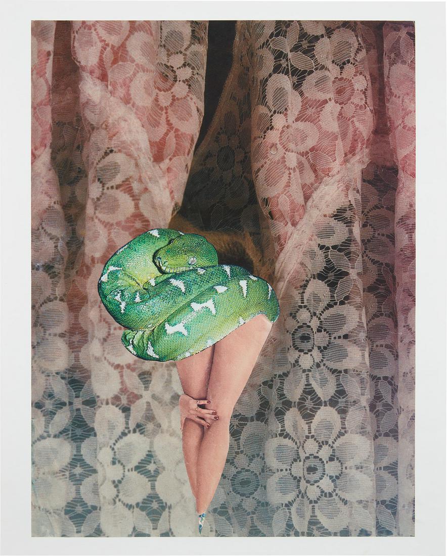 Wangechi Mutu: Eve 2011 Archival pigment print, on rag paper, with full margins. I. 18 1/2 x 13 3/4 in. (47 x 34.9 cm) S. 20 x 16 in. (50.8 x 40.6 cm) Signed and dated in brown ink, and numbered 52/75 in black ballp