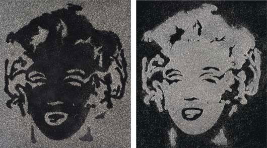 VIK MUNIZ, Two works: (i) Black Marilyn from the se: Two works: (i) Black Marilyn from the series Pictures of Diamond Dust, 2003; (ii) Reversal Black Marilyn from the series Pictures of Diamond Dust, 2003 Dye destruction prints. Each: 101 × 93 cm (39 3