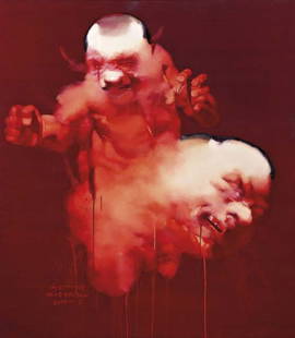 YANG SHAOBIN, Untitled No. 15, 2000: Untitled No. 15, 2000 Oil on canvas. 160 x 140 cm (63 x 55 1/8 in). Signed in Pinyin, titled and dated 'No. 15 YANG SHAOBIN 2000-8' lower left. ‡ PROVENANCE Alexander Ochs Galleries, Berlin; Acq