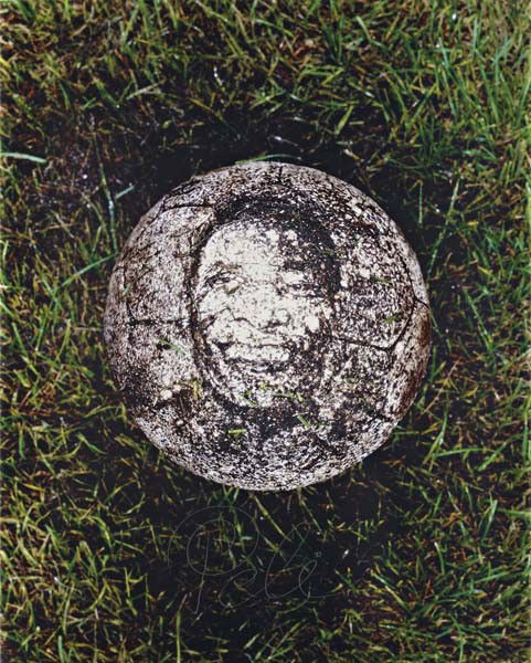 VIK MUNIZ, Untitled (Pelé), 2003: Untitled (Pelé), 2003 Colour coupler print. 151 x 120 cm (59 1/2 x 47 1/4 in). Signed 'Pele' lower centre. This work is from an edition of 25 and is accompanied by a certificate of authenticity signe