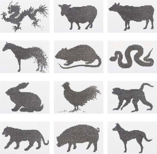 BAI YILUO, Animal Destiny, 2005: Animal Destiny, 2005 Twelve colour coupler prints. Each: 67 × 100 cm (26 3/8 × 39 3/8 in). Each signed, titled in Chinese, dated 'Animal Destiny Bai Yiluo 2005' and numbered of 10 on the reverse. Th
