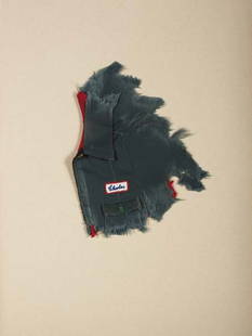 CHARLES LEDRAY, Charles, 1999: Charles, 1999 Fabric, thread, metal and plastic on sandpaper. 20 x 15 in. (50.8 x 38.1 cm.) Signed, titled and dated "'Charles,' Charles LeDray July 1st, 1999" and inscribed "Art for Art's Sake / Cale