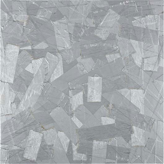 TOM SACHS, What Am I Doing With My Life?, 1995: What Am I Doing With My Life?, 1995 Duct tape on plywood with metal frame. 24 1/2 x 24 1/2 in. (62.2 x 62.2 cm.) Signed, titled and dated "What Am I Doing With My Life?, 5.26.95, Tom Sachs" on the rev