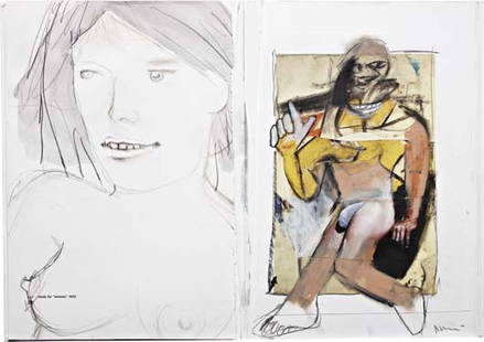 RICHARD PRINCE, Untitled (De Kooning Book), 2006: Untitled (De Kooning Book), 2006 Acrylic, conté crayon, graphite and paper collage. 13 1/2 x 19 1/4 x 1 in. (34.3 x 48.9 x 2.5 cm.) Signed "Richard Prince" lower right. PROVENANCE Acquired directly