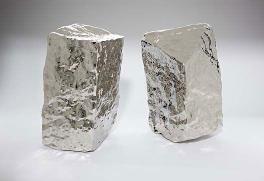 ZHAN WANG, Gifts from Heaven, 1997: Gifts from Heaven, 1997 Stainless steel (in two parts). Each 15 1/2 x 9 1/4 x 8 in. (39.4 x 23.5 x 20.3 cm.) Each incised with the artist's signature in Chinese, numbered and dated "1997 1/1" along th