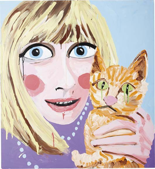STELLA VINE, Marianne pussycat (Marianne Faithfull: Marianne pussycat (Marianne Faithfull), 2005 Acrylic on canvas. 57 x 52 in. (144.8 x 132.1 cm.) Signed, titled and dated "Marianne pussycat, 2005, Stella Vine" on the overlap. PROVENANCE Roberts & Til
