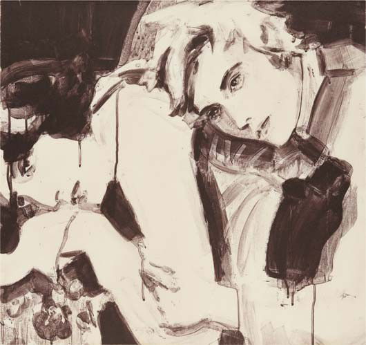 ELIZABETH PEYTON Oscar and Bosie, 1998: Oscar and Bosie, 1998 Lithograph in colors, on hand-tinted Somerset Satin paper, the full sheet, S. 22 7/8 x 24 3/8 in. (58.1 x 61.9 cm) signed, titled, dated `1998' and numbered `PP 3/5' in pencil (a
