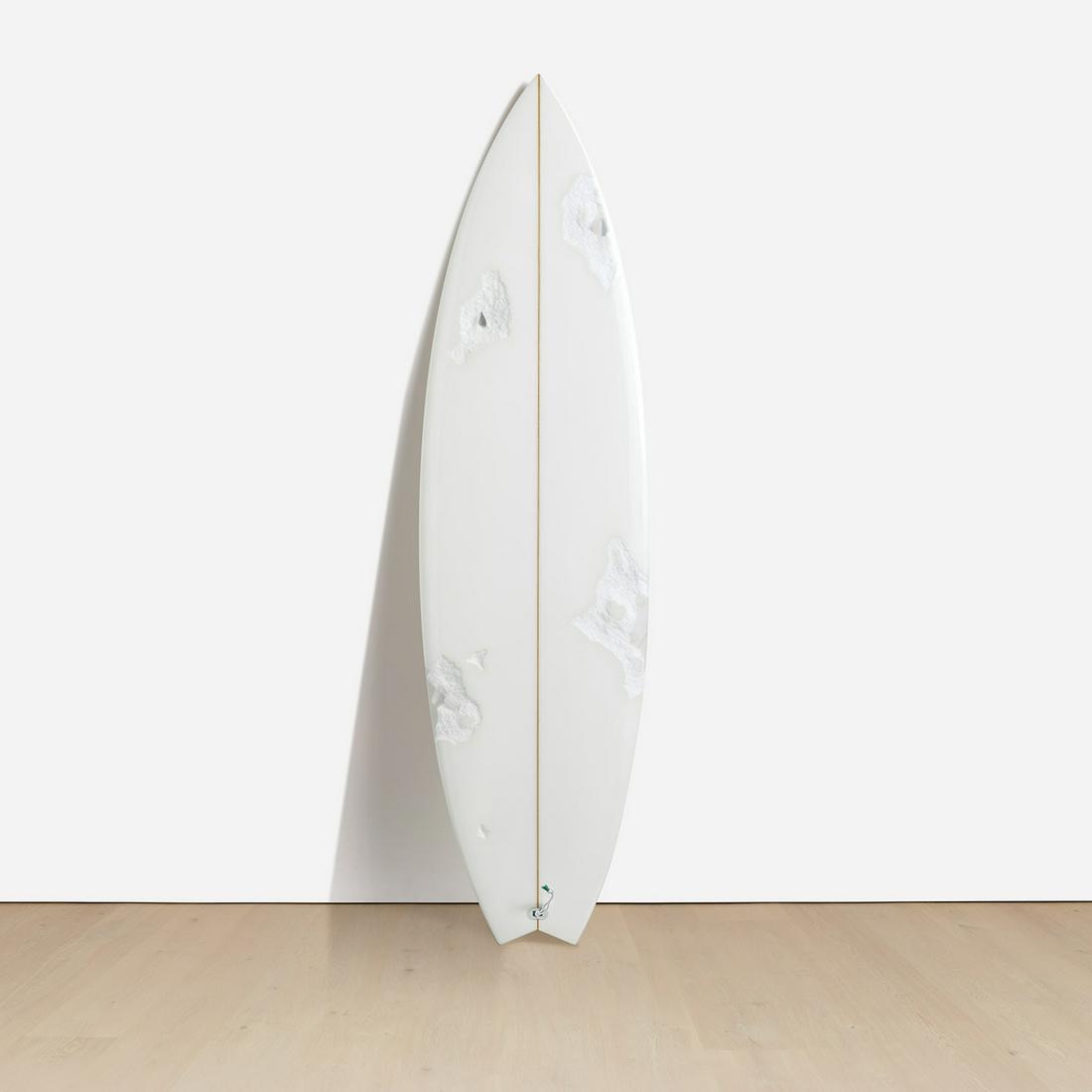 Daniel Arsham: Daniel Arsham Eroded Surfboard 2021 Resin, fiberglass and quartz crystal surfboard. 68 x 18 3/4 x 2 in. (172.7 x 47.6 x 5.1 cm) Printed signature on the underside of the surfboard, and numbered '033/5