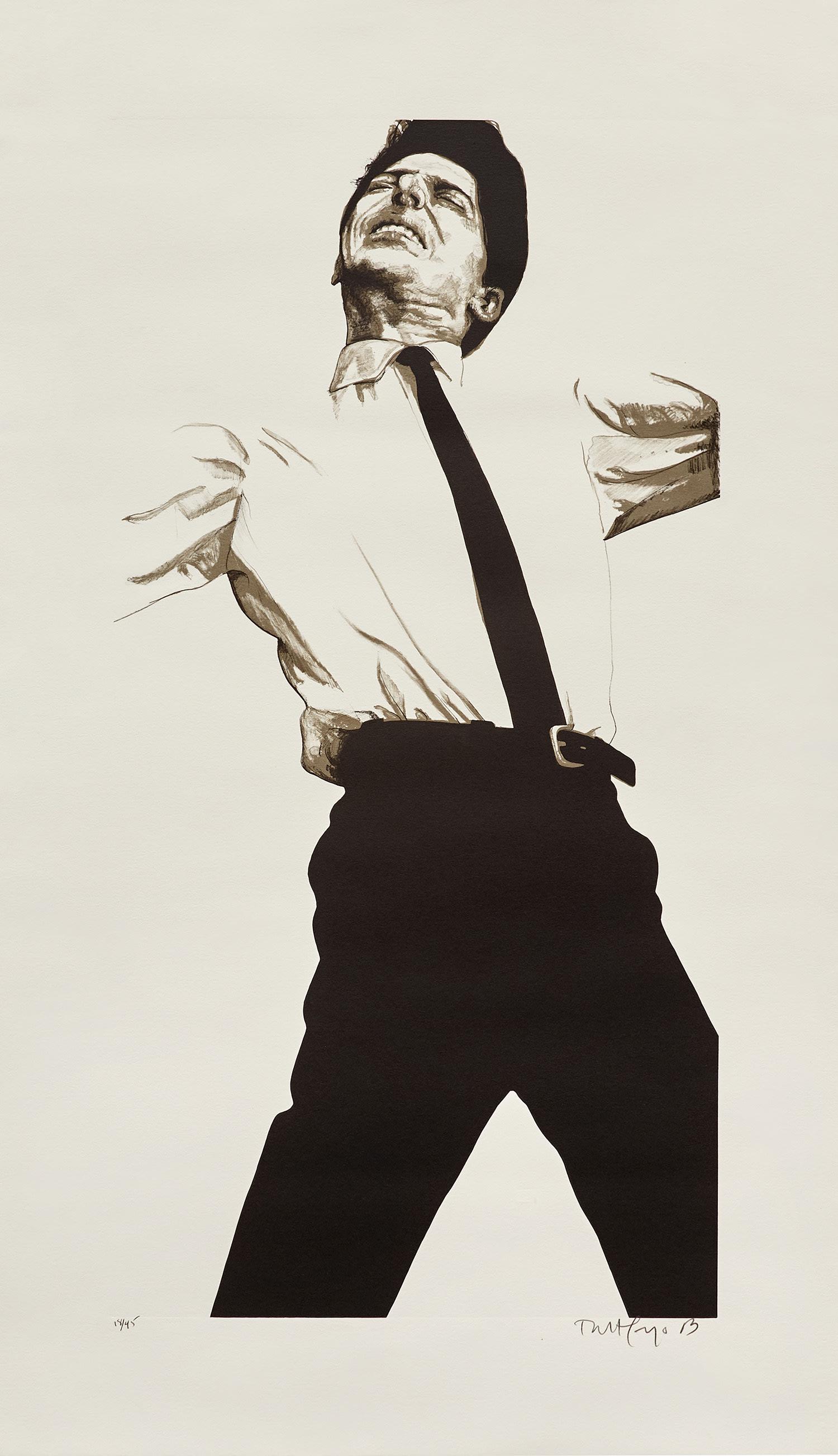 Robert Longo: Robert Longo Jules, from Men in the Cities 1982-83 Lithograph with embossing, on Arches paper, with full margins. I. 30 1/2 x 15 in. (77.5 x 38.1 cm) S. 36 5/8 x 21 in. (93 x 53.3 cm) Signed, dated an