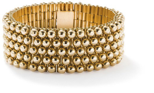 A 'Bijoux Berberes' bracelet, by Rene Boivin, 1931: A 'Bijoux Berberes' bracelet, by Rene Boivin, 1931 Designed as a wide articulated bracelet composed of 5 rows of small golden balls fixed to a cylindrical clasp, length 17.3 cm, French assay marks, ma