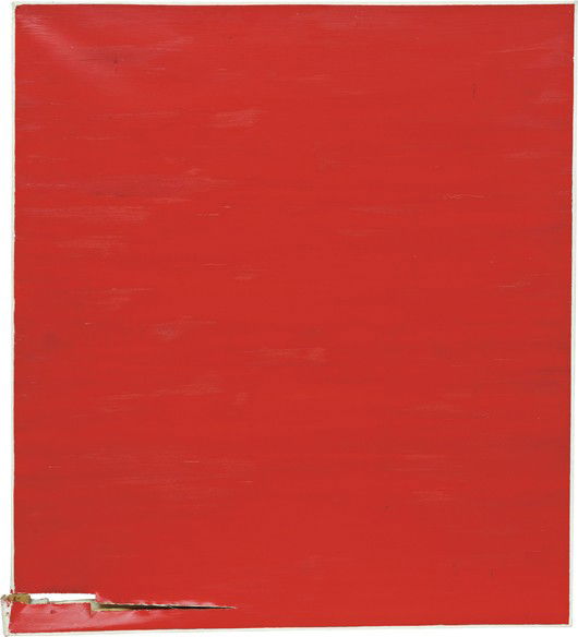 ANGELA DE LA CRUZ, Dislocated Painting (red), 2001: Dislocated Painting (red), 2001 Oil on canvas. 200 × 180 cm (78 3/4 × 70 7/8 in). ♠ PROVENANCE Wilkinson Gallery, London%