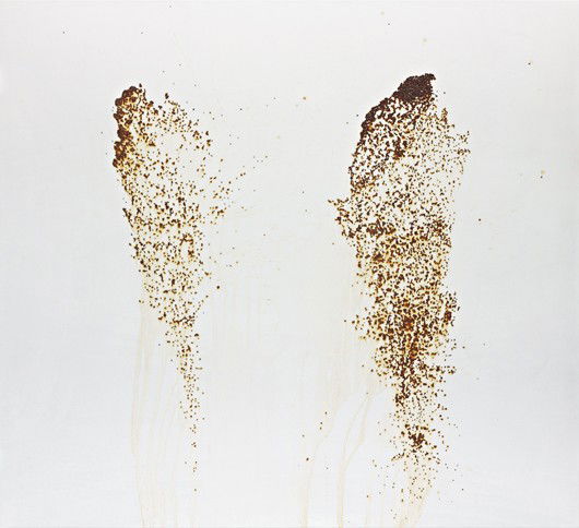 GEORG HEROLD, Untitled (caviar), 1990: Untitled (caviar), 1990 Caviar and resin on canvas. 200 x 220 cm (78 3/4 x 86 5/8 in). Signed and dated 'herold 90' on the reverse. ♠ PROVENANCE Galleria Lucio Amelio, Naples%