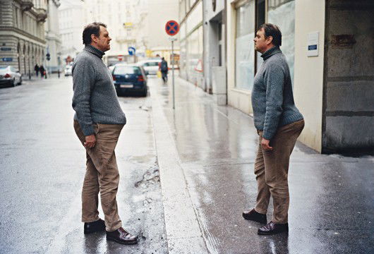 ERWIN WURM, Two Ways of Carrying a Bomb, 2003: Two Ways of Carrying a Bomb, 2003 Colour coupler print. 126 x 183 cm (49 1/2 x 72 in). This work is from an edition of 5. ♠ PROVENANCE Galerie Krinzinger, Vienna%