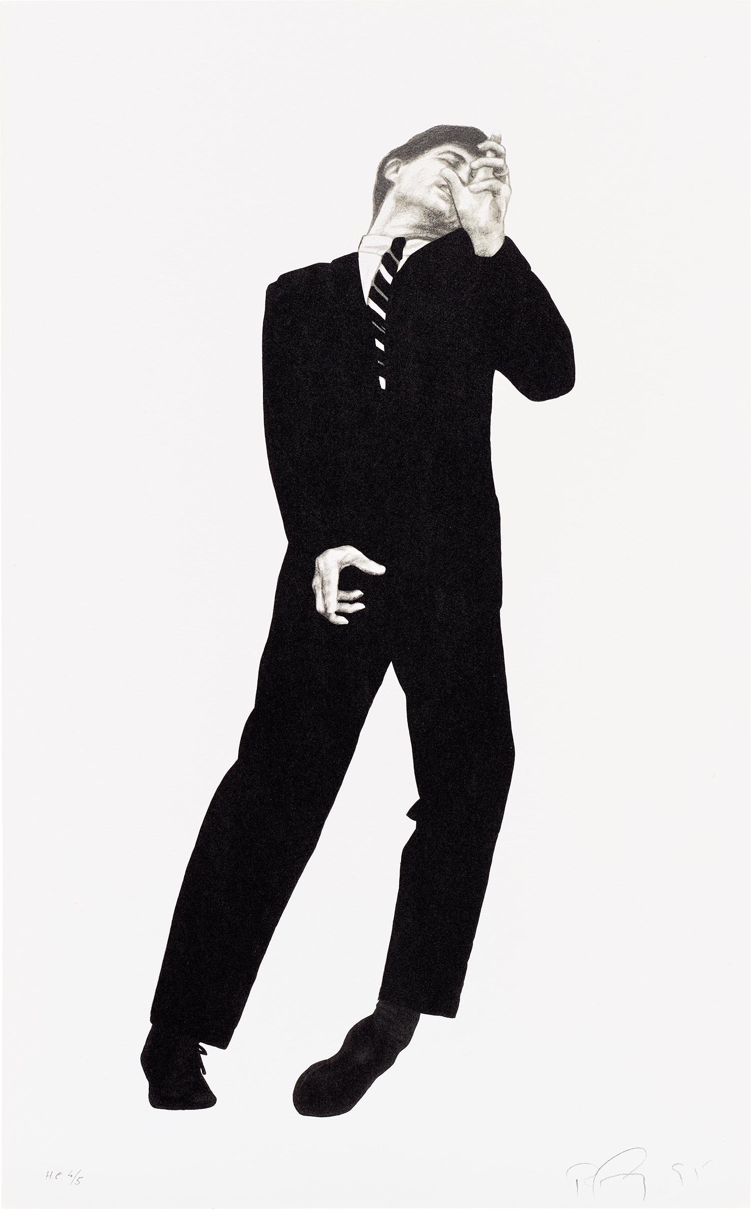 Robert Longo - Study of Dave, from Men in the Cities: Robert Longo Study of Dave, from Men in the Cities1993 Lithograph, on wove paper, with full margins. I. 47.5 x 17 cm (18 3/4 x 6 3/4 in.) S. 57.8 x 35.9 cm (22 3/4 x 14 1/8 in.) Signed, dated and numb