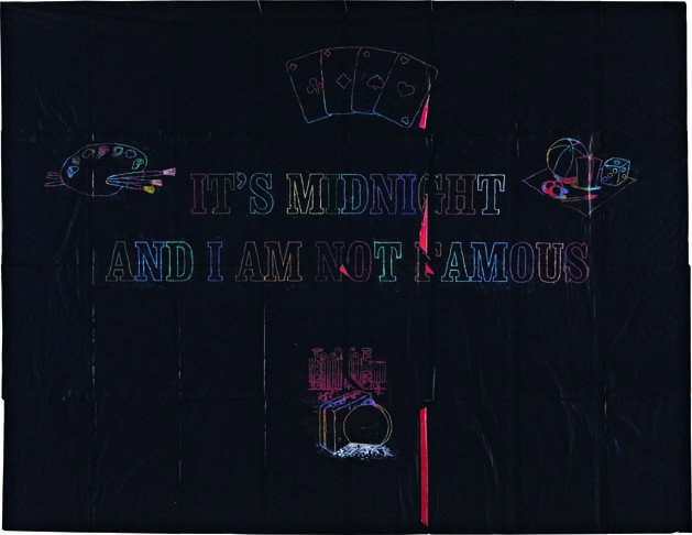 FRIEDRICH KUNATH, Untitled (It's Twelve O'Clock and: Untitled (It's Twelve O'Clock and I Am Not Famous), 2005 Crayon on carbon paper. Sheet: 47 x 61 3/8 in. (119.4 x 155.9 cm.) Signed and dated "Friedrich Kunath 2003" on tape adhered to the reverse of t