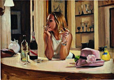 DELIA BROWN, Leisa Behind the Bar, 2003: Leisa Behind the Bar, 2003 Acrylic on board. 7 1/8 x 10 in. (18.1 x 25.4 cm) PROVENANCE Margo Leavin Gallery, Los Angeles