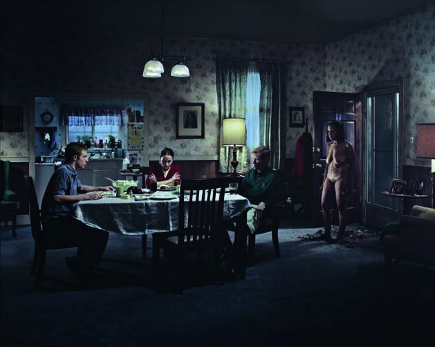 GREGORY CREWDSON, Untitled (family dinner), 2001-2: Untitled (family dinner), 2001-2002 Digital chromogenic print mounted on aluminum. 48 x 60 in. (121.9 x 152.4 cm) Signed "Gregory Crewdson" on a label affixed to the reverse of the backing board. This