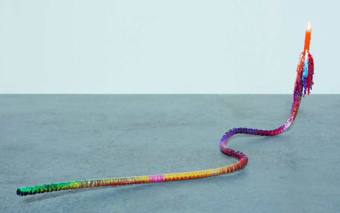 MARK HANDFORTH, Bearded Snake, 2005: Bearded Snake, 2005 Painted steel and colored wax candle. 19 1/2 x 12 x 57 in. (49.5 x 30.5 x 144.8 cm) PROVENANCE Gavin Brown's enterprise, New York Sale: Phillips de Pury & Company, New York, Under