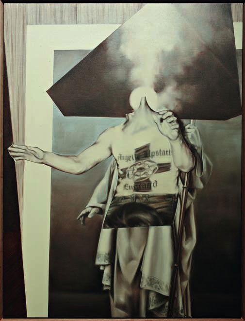 CRIS BRODAHL, The Coll-Age (From The Yelow Tree Se: The Coll-Age (From The Yelow Tree Series), 2007 Oil on canvas, in artist's frame. 50 1/2 x 38 1/4 in. (128.3 x 97.2 cm) Signed "Cris Brodahl" lower right; also signed "Cris Brodahl" with a thumb print