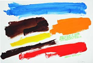 MARY CORITA (SISTER CORITA) KENT, "The time is pas: "The time is past when good men can remain silent" (Daniel Berrigan), not dated Watercolor on paper. 13 1/2 x 20 in. (34.3 x 50.8 cm) Signed "Corita" lower right. PROVENANCE Private collection, Connec
