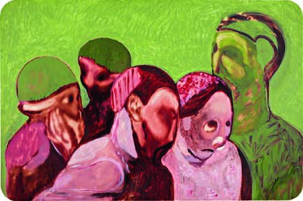 ALESSANDRO PESSOLI, h.d-p, 2005-2006: h.d-p, 2005-2006 Oil, enamel and spray paint on aluminum. 40 x 60 in. (101.6 x 152.4 cm) Signed, titled and dated "h.d-p, Alessandro Pessoli, 2006" on the reverse. PROVENANCE Anton Kern Gallery, New Y