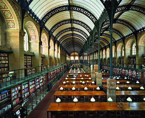 AHMET ERTUG, The Reading room of the Bibliothèque: The Reading room of the Bibliothèque Sainte-Geneviève, Paris, 2009 Color couple print, flush-mounted. 70 7/8 x 79 in. (180 x 200.7 cm). Signed in ink, printed title, date and number 1/3 on a label a