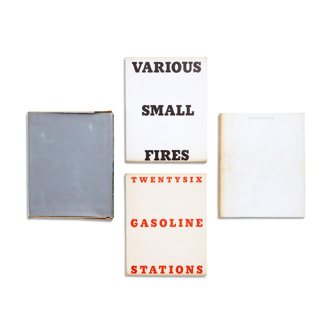 Ed Ruscha: Ed Ruscha Twenty-six Gasoline Stations; Various Small Fires; and Every Building on the Sunset Strip (E. B1, B2 & B4) 1962-1966 A group of three artist's books, one with the original silver slipcase. a
