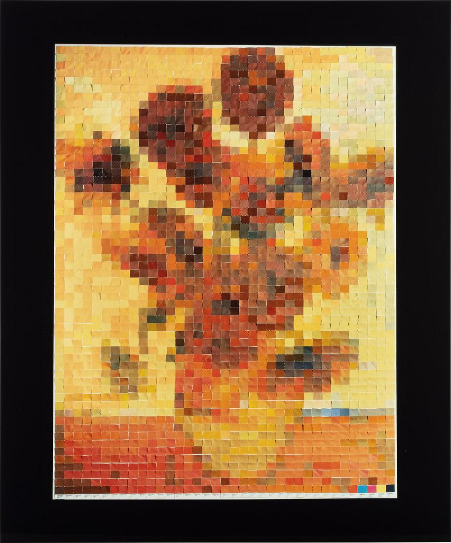 Vik Muniz: Vik Muniz Sunflowers (after Van Gogh), from Pictures of Color 2002 Chromogenic print in colors, on photo paper. S. 24 x 20 in. (61 x 50.8 cm) Signed, dated '2004' and numbered 36/40 in black ink on th