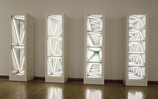 IVAN NAVARRO, Negative Progression, 2008: Negative Progression, 2008 Neon light, mirrors and electricity, in four parts. Each: 176 × 60 × 61 cm (69 1/4 × 23 5/8 × 24 in). This work is from an edition of 3 plus 1 artist's proof ♠ 
