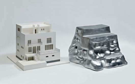 ERWIN WURM, Fat House Moller / Adolf Loos, 2003-05: Fat House Moller / Adolf Loos, 2003-05 (i) Painted wood and plastic; (ii) acrylic resin and metallic paint. (i) 35.5 × 46 × 49.1 cm (13 7/8 × 18 1/8 × 19 3/8 in); (ii) 34.5 × 47.5 × 47.5 cm (13