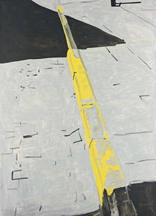 KOEN VAN DEN BROEK, DV Border & 2 Shadows, Yellow,: DV Border & 2 Shadows, Yellow, 2004 Oil on canvas. 180 x 129.5 cm (70 7/8 x 50 7/8 in). Signed, titled and dated ''DV Border & 2 Shadows, Yellow' 2004 Koen van den Broek' on the reverse. ‡ ϖ