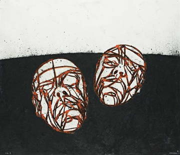 TONY BEVAN, Double Self-Portrait, 2004: Double Self-Portrait, 2004 Charcoal and oil pastel on paper. 73 x 85 cm (28 3/4 x 33 1/2 in). Signed and dated 'BEVAN 04 3' lower edge. â™ PROVENANCE James Hyman Fine Art, London, Private Collect