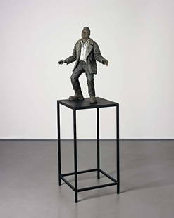 SEAN HENRY, Man in Sheepskin Jacket, 1996: Man in Sheepskin Jacket, 1996 Bronze with steel stand. 164 × 46 × 57 cm (64 5/8 × 18 1/8 × 22 1/2 in). This work is from an edition of 6. ♠ PROVENANCE Acquired directly from the artist.