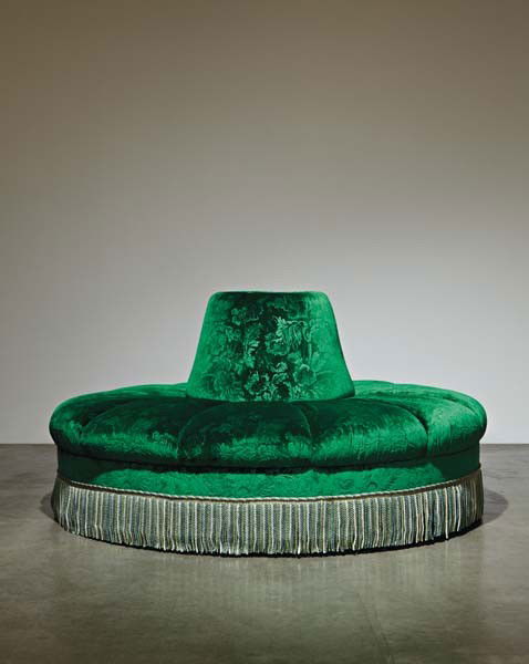 Napoleon III-style Borne settee, late 20th century: Napoleon III-style Borne settee, late 20th century Fabric, wood. 38 in. (96.5 cm) high, 75 in. (190.5 cm) diameter PROVENANCE Galerie Epoca, Paris LITERATURE Muriel Brandolini, The World of Muriel Bra