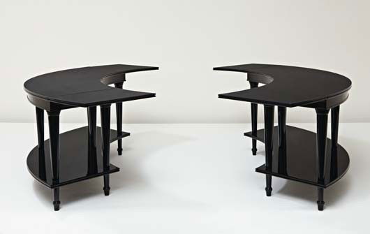 MADELEINE CASTAING, Two side tables, ca. 1970: Two side tables, ca. 1970 Lacquered wood (2). Each: 24 1/2 x 71 1/2 x 24 in. (62.2 x 181.6 x 61 cm) LITERATURE Adam Lewis, The Great Lady Decorators: The Women Who Defined Interior Design 1870-1955, N