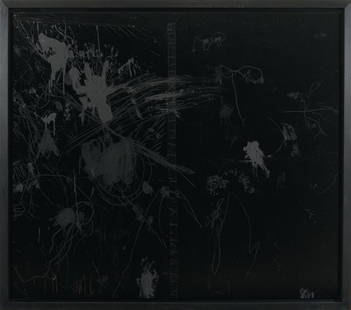 Terence Koh, GOD (Dirty in the Blind, Number 3), 20: GOD (Dirty in the Blind, Number 3), 2007 Mixed media painting done in a trance induced by hallucinations and visions of "God", acrylic, artist's sweat, tears and fears on plastic canvas. 215 × 240