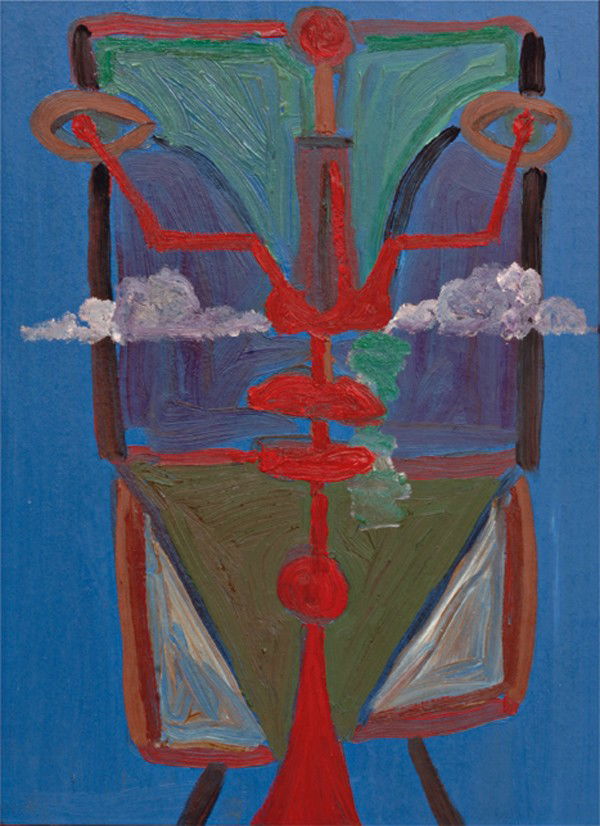 GEORGE CONDO, Abstract Face, 1983: Abstract Face, 1983 Oil on board. 16 x 11 3/4 in. (40.6 x 29.8 cm) PROVENANCE Pat Hearn Gallery, New York Ikeda Gallery, New York Maruani & Noirhomme Gallery, Belgium Private Collection, Belgium EXHIB