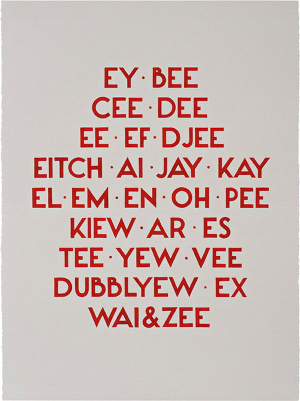 TAUBA AUERBACH, How to Spell the Alphabet, 2005: How to Spell the Alphabet, 2005 Ink and pencil on paper. 30 x 22 in. (76.2 x 55.9 cm) Signed, titled and dated "How to Spell the Alphabet, Tauba Auerbach, 2005" on the reverse. PROVENANCE New Image Ar