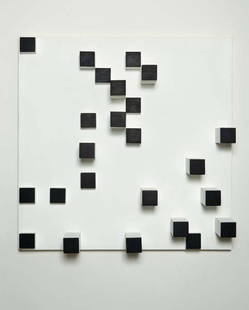 LYGIA PAPE, Livro dos Caminhos (Book of Paths), 1963: Livro dos Caminhos (Book of Paths), 1963/1976 Oil and latex on wood. 39 3/8 x 39 3/8 x 7 7/8 in. (100 x 100 x 20 cm). Signed on a label affixed to the reverse. PROVENANCE Galeria Graça.Brandão, Lisb
