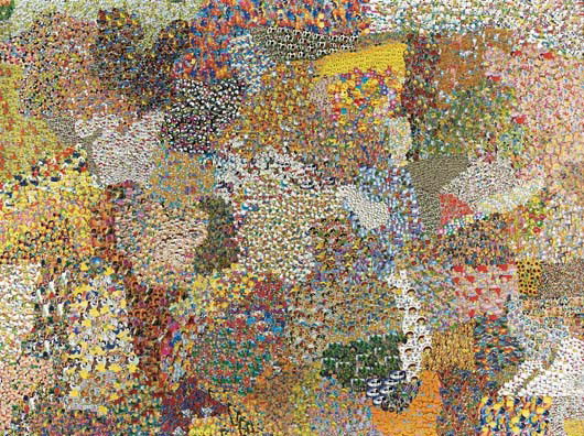 NELSON LEIRNER, Figurativismo Abstrato, 2004: Figurativismo Abstrato, 2004 Stickers on board. 59.3 x 79.1 in. (150.6 x 200.9 cm). Signed and dated on a label affixed to the reverse. PROVENANCE Galeria Brito Cimino, São Paulo BRAZILIAN