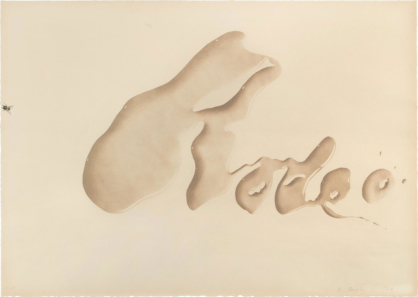 Ed Ruscha: Rodeo (T. 2531, E. 14) 1969 Lithograph in colors, on Arches paper, the full sheet. S. 17 1/4 x 24 in. (43.8 x 61 cm) Signed, dated and numbered 2/20 in pencil (there were also 3 artist's proofs), publ