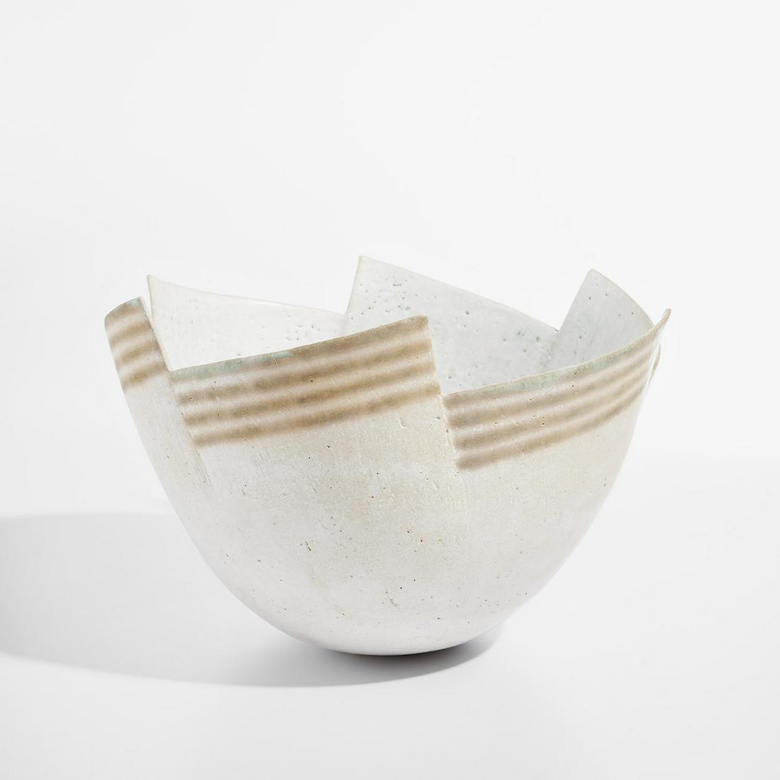 John Ward: Bowl with stepped rim 1990s Glazed stoneware. 8 3/4 in. (22.2 cm) high, 13 1/2 in. (34.3 cm) diameter Underside impressed with artist's seal. Literature Emma Crichton-Miller, The Pottery of John Ward,