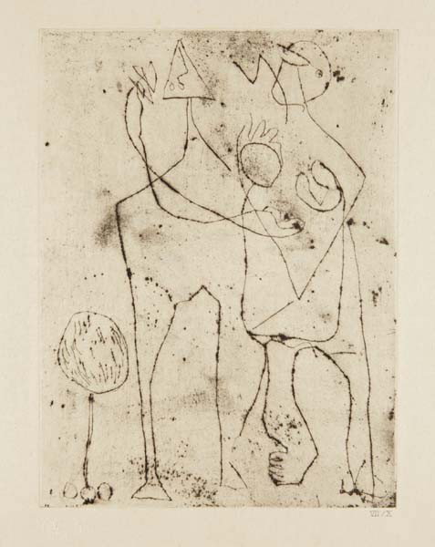 JACKSON POLLOCK,Untitled, 1944: Untitled, 1944 Engraving and drypoint printed in brown black, on Japanese paper, with full margins, I. 12 x 8 3/4 in (30.5 x 22.2 cm); S. 21 1/2 x 14 1/4 in (54.6 x 36.2 cm) numbered VII/X in pencil (