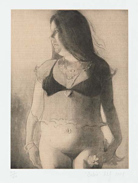 LISA YUSKAVAGE,Babie, 2003: Babie, 2003 Etching and aquatint, on cream laid chine collé to wove paper, with full margins, I. 10 x 7 3/8 in. (25.4 x 18.7 cm); S. 19 1/4 x 14 5/8 in. (48.9 x 37.1 cm) signed with initials, titled,