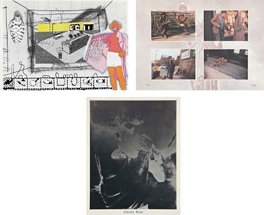 SIGMAR POLKE,Günter Brus; New York Bettler (New Yo: Günter Brus; New York Bettler (New York Beggars); and Filmverführung (Flim Seduction), 1973, 1974 and 1998 Three prints, including two offset lithographs and one screenprint, on wove papers, the ful